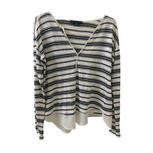 Sanctuary Lagenlook Linen Knit Tunic Top Stripes Layered Women’s Medium